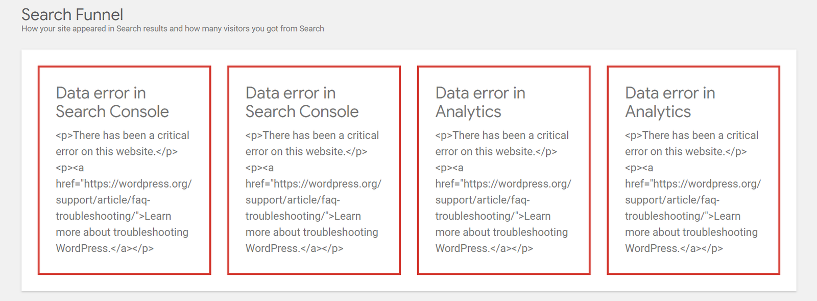 WordPress REST API error in Google Analytics